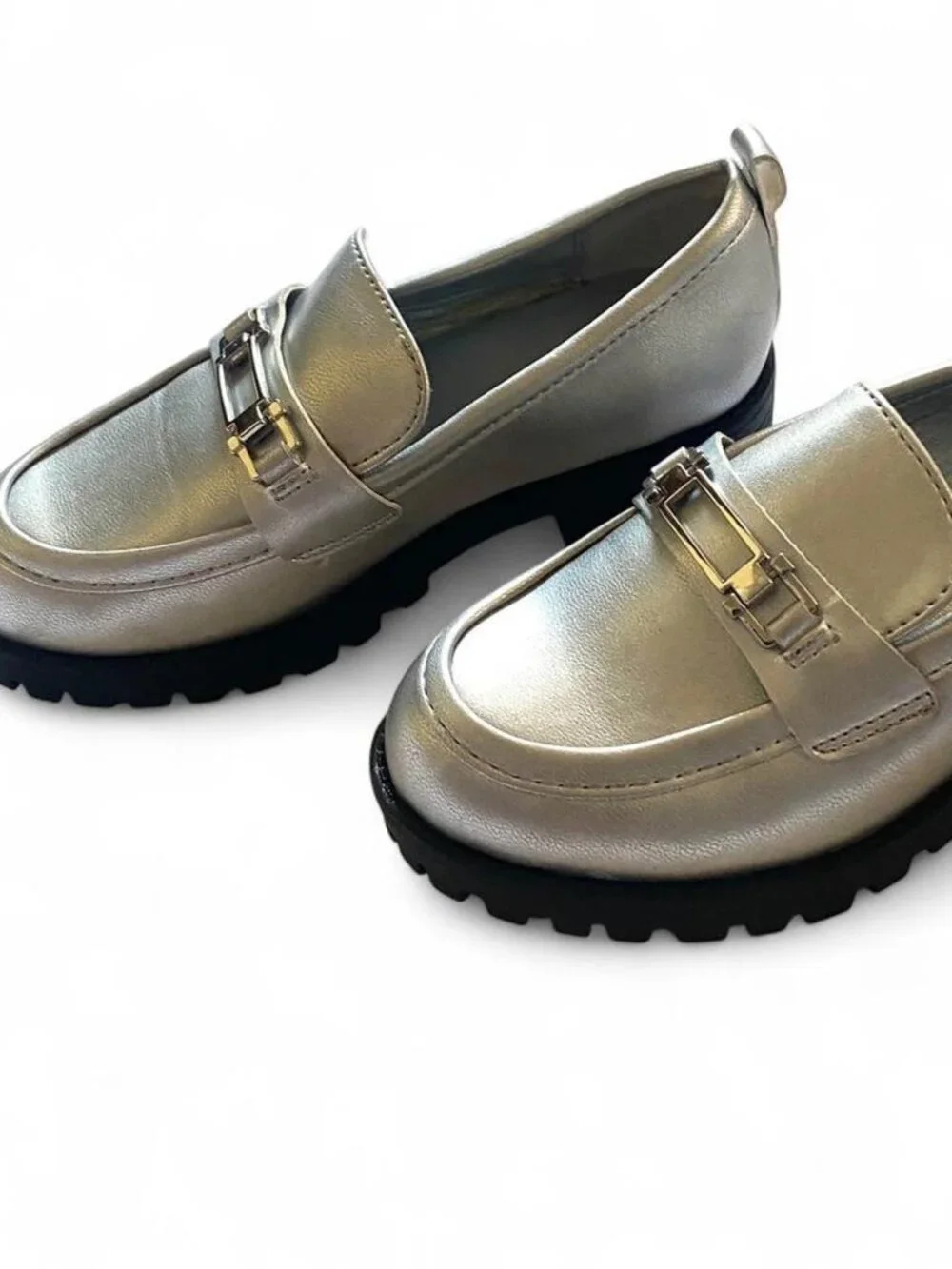 BabyGap Girls' Silver and Black Loafers 9C
